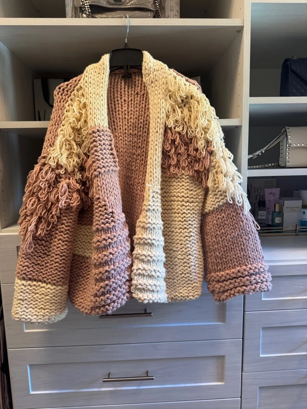 SAACHI Pink & Cream Loop Fringe Open Cardigan - Picture 4 of 4